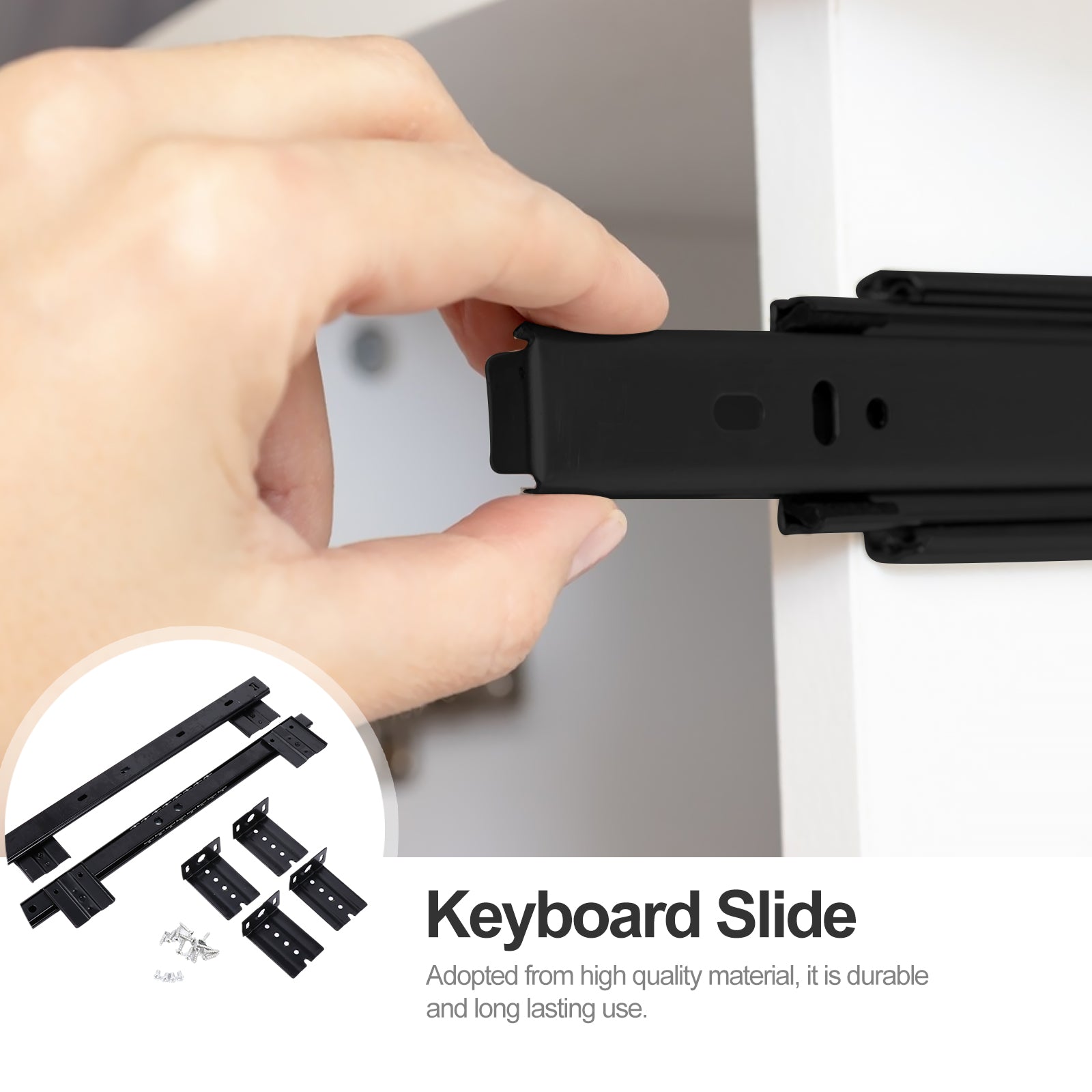 1 Pair Pull Out Drawer Hardware Track Tray Desk Pull Out Drawer Hardware Track Drawer Rail Desk Tray Slide Rail Track