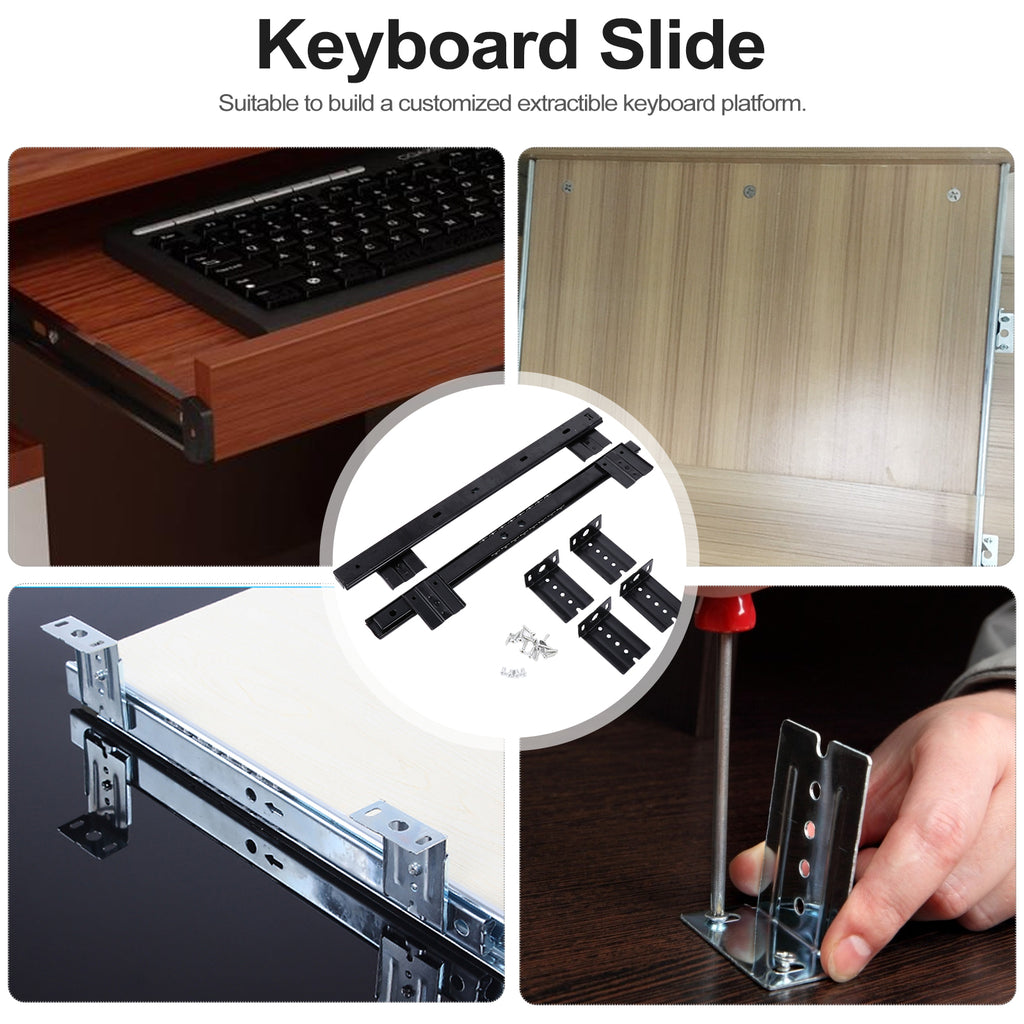 1 Pair Pull Out Drawer Hardware Track Tray Desk Pull Out Drawer Hardware Track Drawer Rail Desk Tray Slide Rail Track