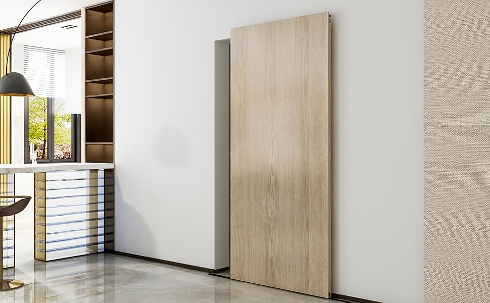 Concealed Sliding Barn Door Hardware Soft Closing Interior Wall Mount Hidden Track Rolling Kit,No Door