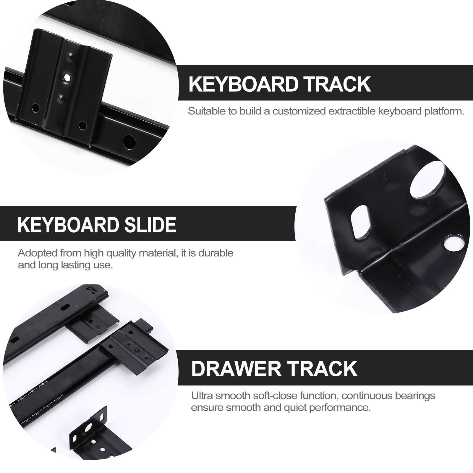 1 Pair Pull Out Drawer Hardware Track Tray Desk Pull Out Drawer Hardware Track Drawer Rail Desk Tray Slide Rail Track