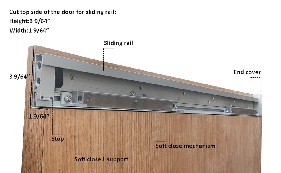 Concealed Sliding Barn Door Hardware Soft Closing Interior Wall Mount Hidden Track Rolling Kit,No Door