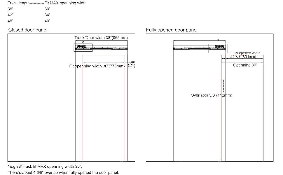 Concealed Sliding Barn Door Hardware Soft Closing Interior Wall Mount Hidden Track Rolling Kit,No Door