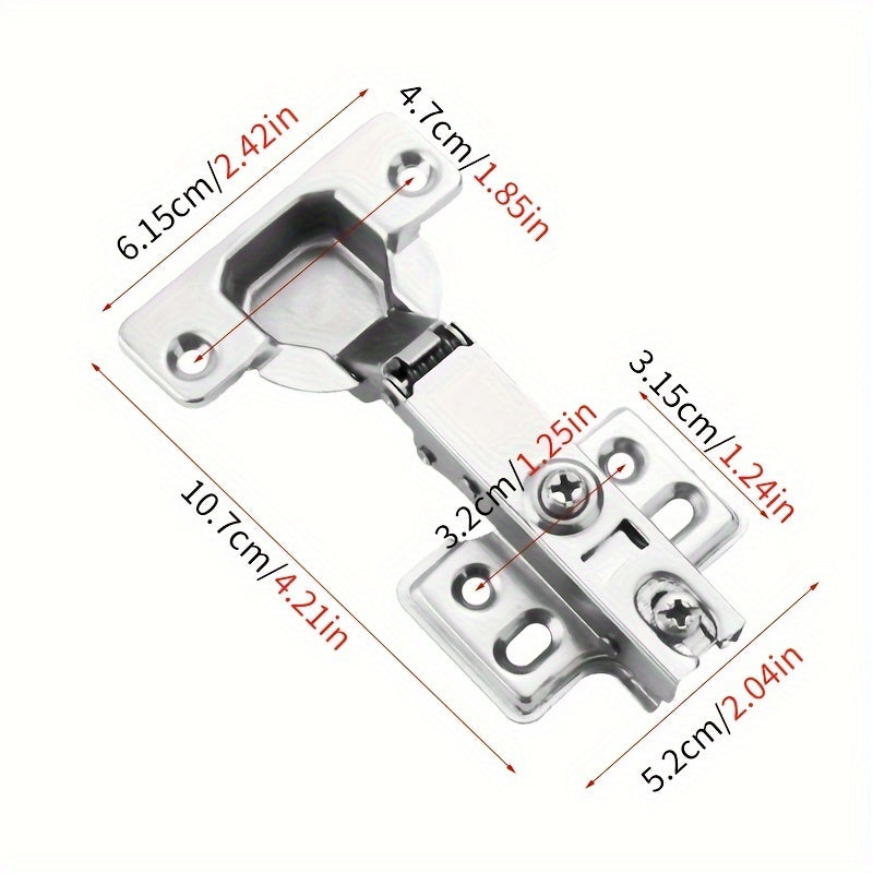 10/20pcs Soft-Close Matte Brushed Metal Cabinet Hinges - Surface Mount Damping Hinges with 6 Screws, Wardrobe & Kitchen Cabinetr