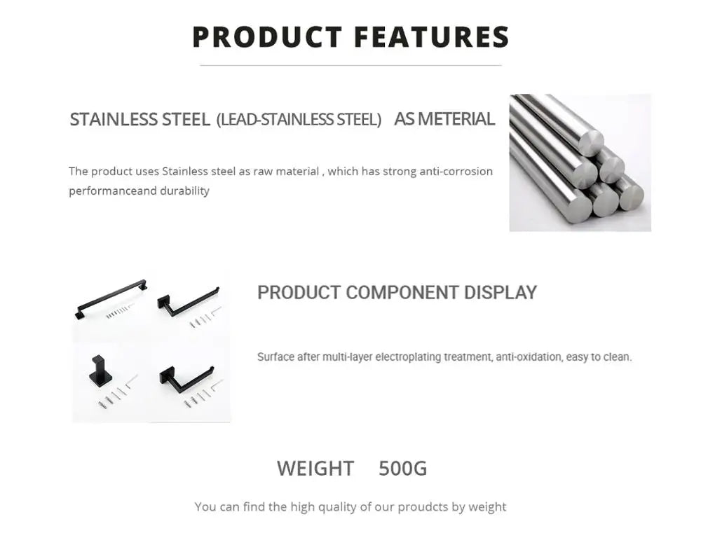 Bathroom Accessories Bathroom Hardware Set Black Robe Hook Towel Rail Bar Rack Bar Paper Holder Shelf