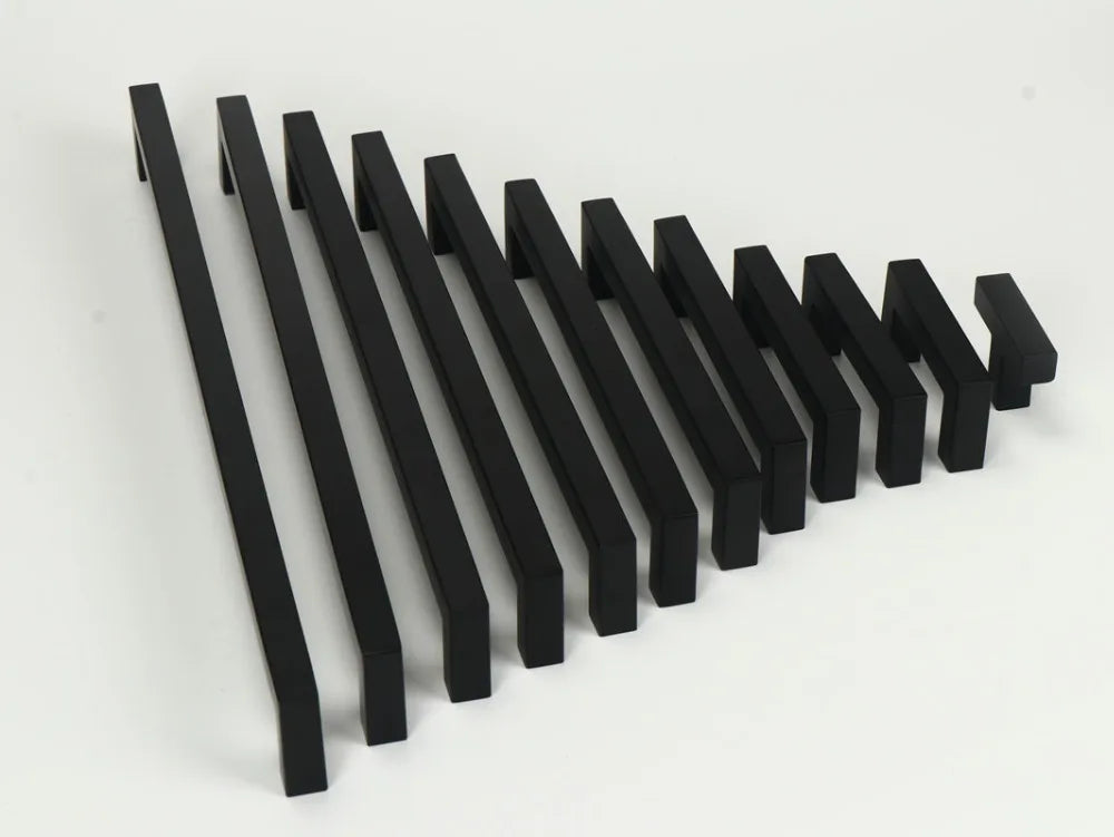 Modern Black Cabinet Handle Square Closet Drawer Cupboard Pulls Bathroom Cabinet Handles Furniture  Stainless Steel Door Knob