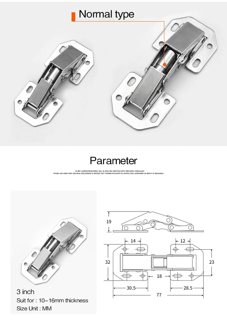 4PCS NAIERDI 3 Inch Cabinet Hydraulic Hinge 90 Degree No-Drilling Hole Cupboard Door Soft Close Hinges 4 Inch Furniture Hinge