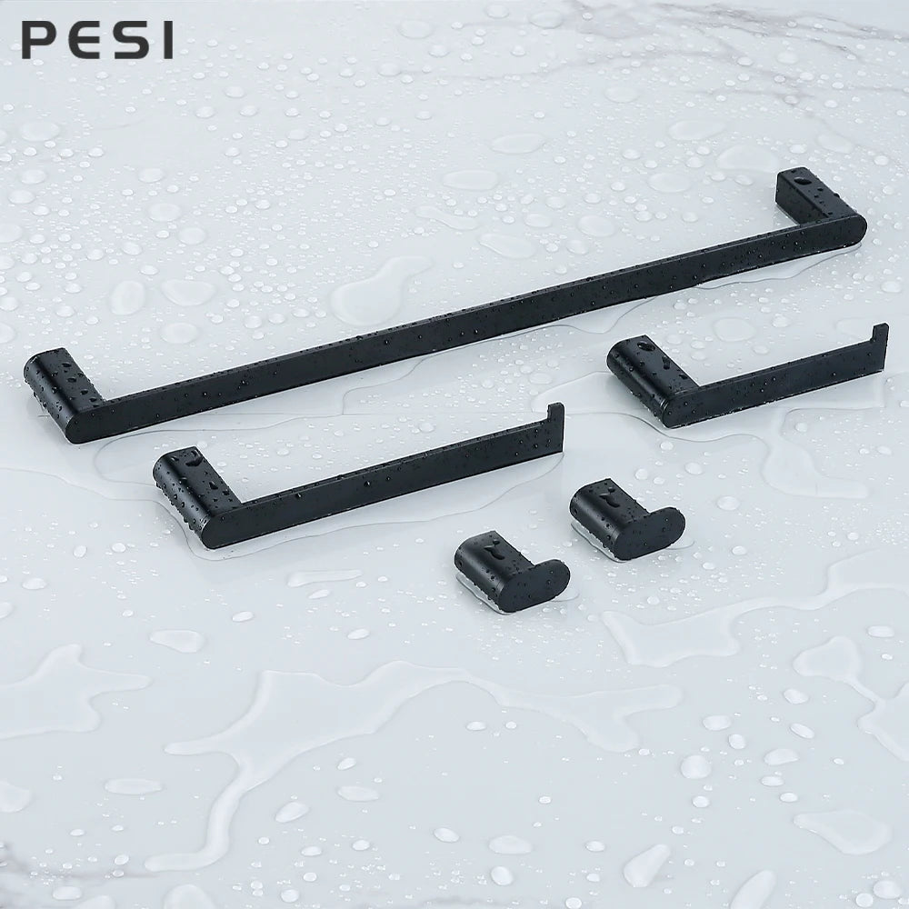 Bathroom Hardware Set Black Robe Hook Towel Rail Bar Rack Bar Shelf Tissue Paper Holder Toothbrush Holder Bathroom Accessories.