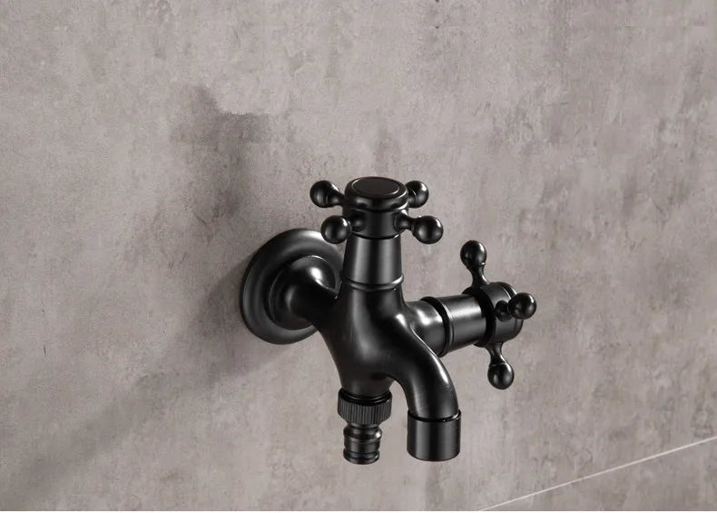Bathroom Corner Washing Machine Faucet Black Bronze Single Cold Tap Outdoor Garden Wall Mounted Bibcock Tap Mop Pool Taps