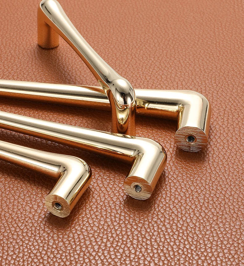 KAK European Style Bright Gold Cabinet Handles Drawer Knobs Kitchen Handle Cupboard Door Pulls Furniture Handle Cabinet Hardware