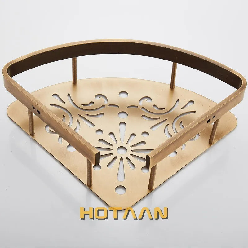 Bathroom shelf antique aluminum double layer bathroom corner shelf bathroom holder showeroom basket bathroom accessories