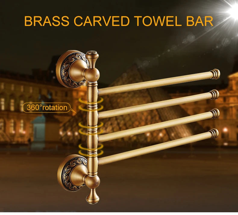 Bathroom Accessories Towel Holder Antique Bronze Movable Bath Towel Rack Bathroom Hardware 8024DH-4