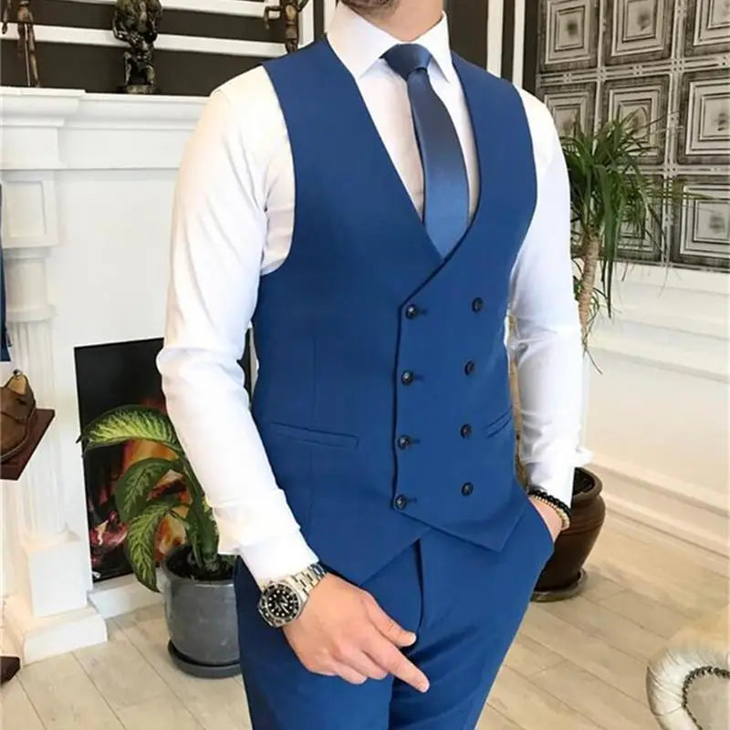 2021 Burgundy Double Breasted Vest Costume Homme Men Suit For Wedding Groom Wear  Prom Best Man Blazer Slim Fit 3 Pieces Terno