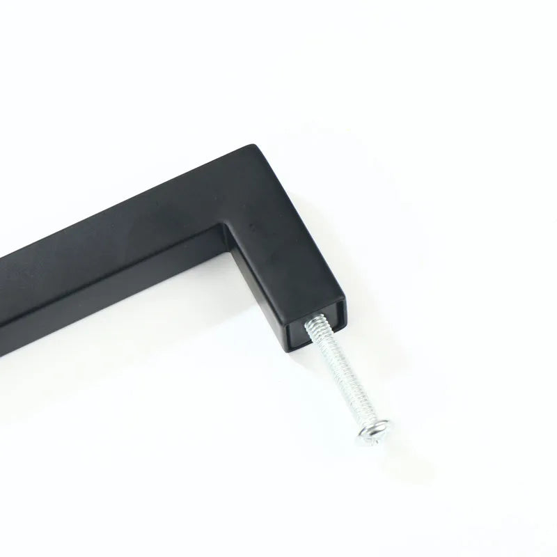 Modern Black Cabinet Handle Square Closet Drawer Cupboard Pulls Bathroom Cabinet Handles Furniture  Stainless Steel Door Knob