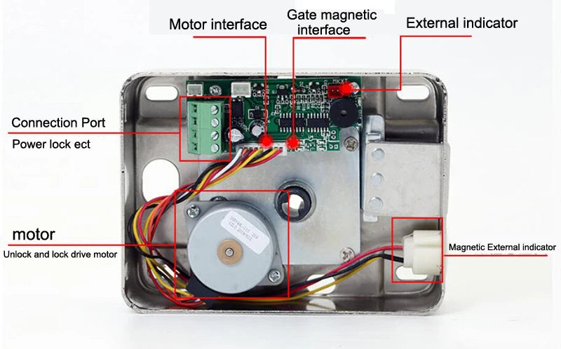 LUCKING-Electronic Door Lock, Access Entry Security System, Anti-Theft, Electric Rim Lock, Metal Door Gate, DC12V
