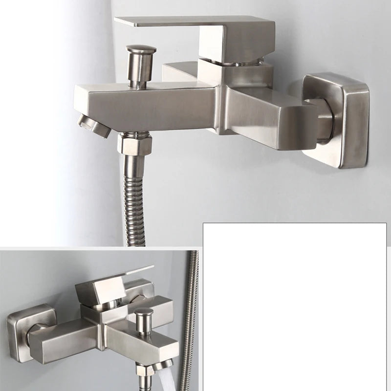 Bathroom Stainless Steel Basin Faucet Mixer Tap Bathtub Faucet Wall Hanging Hot and Cold Water Faucet Bathroom Accessories
