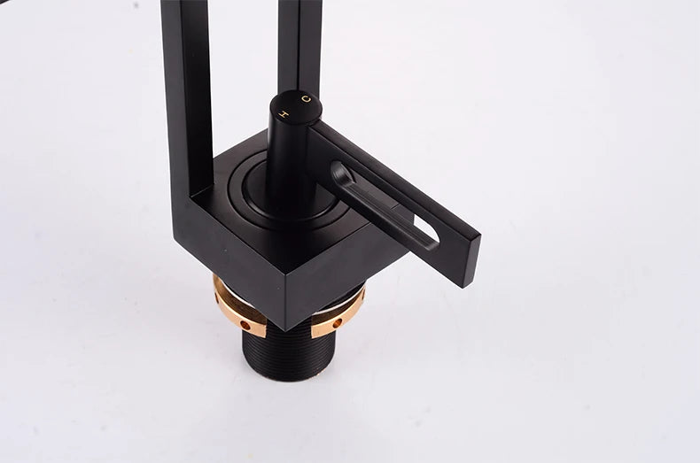 BAKALA Modern Basin Faucets Black Sink Mixer Taps Brass Bathroom Taps Square Vessel Sink Faucet Black Basin Mixer Cold Hot Water