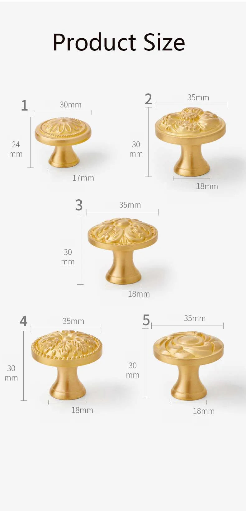 Solid Brass Door Handle Light Luxury Simple Gold European Drawer Kitchen Shoe Cabinet Wardrobe Handles Bedroom Decor Gold Knobs