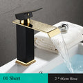 Waterfall Basin Faucet Deck Mounted Bathroom Sink Tap Black Gold Cold and Hot Water Mixer Tap Vanity Vessel Sink Brass Faucets