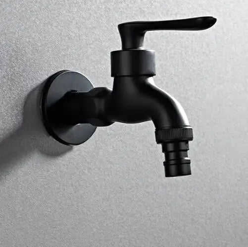 Bathroom Black Single Cold Tap Wall Washing Machine Single Tap Cold Water Faucet Garden Black Tap