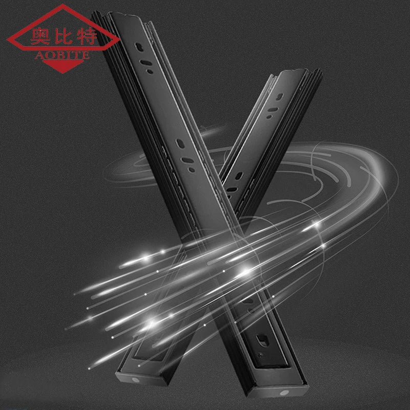 AOBT Stainless Steel Drawer Slide Soft Close Drawer 10"- 22" Track Rail Sliding Three-Section Cabinet Slides Furniture Hardware