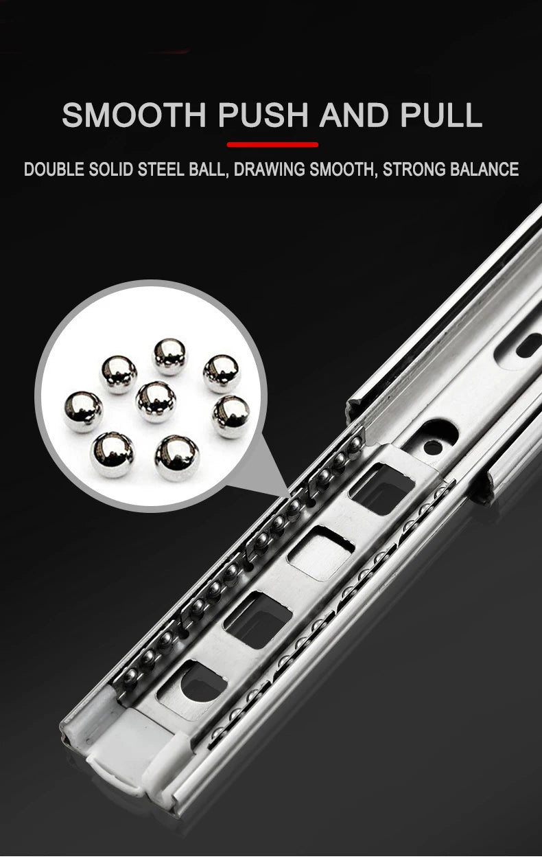AOBT Stainless Steel Drawer Slide Soft Close Drawer 10"- 22" Track Rail Sliding Three-Section Cabinet Slides Furniture Hardware