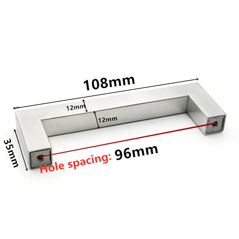 Modern Black Cabinet Handle Square Closet Drawer Cupboard Pulls Bathroom Cabinet Handles Furniture  Stainless Steel Door Knob