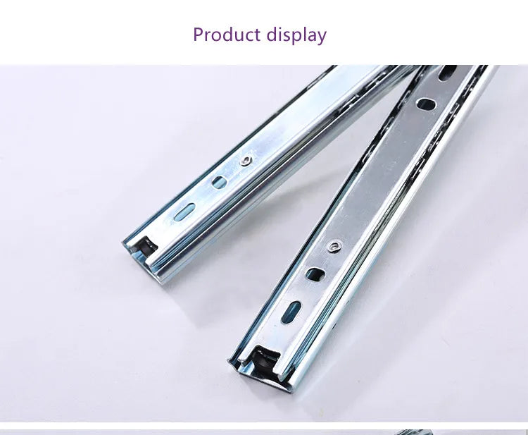 Width 27mm Drawer Track Guide Computer Desk Keyboard Tray Two Slides Mute Ball 2 Section Rail