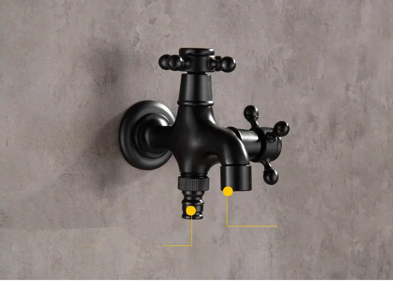 Bathroom Corner Washing Machine Faucet Black Bronze Single Cold Tap Outdoor Garden Wall Mounted Bibcock Tap Mop Pool Taps