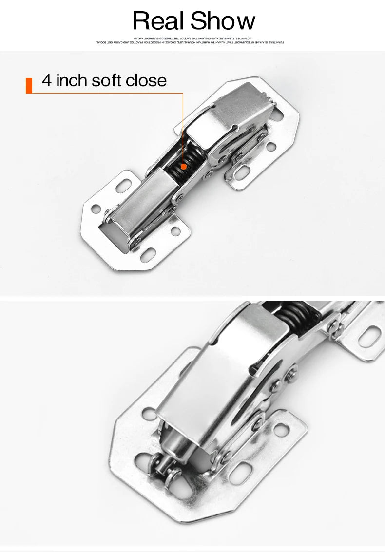 4PCS NAIERDI 3 Inch Cabinet Hydraulic Hinge 90 Degree No-Drilling Hole Cupboard Door Soft Close Hinges 4 Inch Furniture Hinge