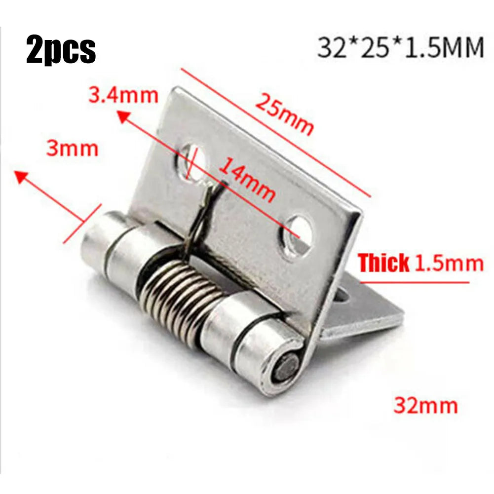 2pcs 1/1.5/2/3Inch Silver Spring Door Hinge Stainless Steel Self Closing Design Windows Cabinets Boxes Household Hardware