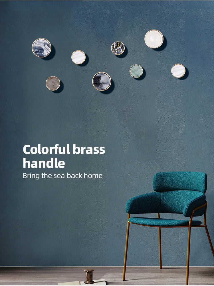 Brass Door Knobs and Handles for Cabinet  Shell Resin Elegant Furniture Handles Kitchen Cupboard Drawer Pulls Wall Hanging Hooks