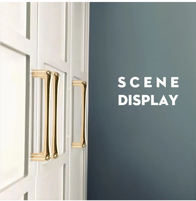 KAK European Style Bright Gold Cabinet Handles Drawer Knobs Kitchen Handle Cupboard Door Pulls Furniture Handle Cabinet Hardware