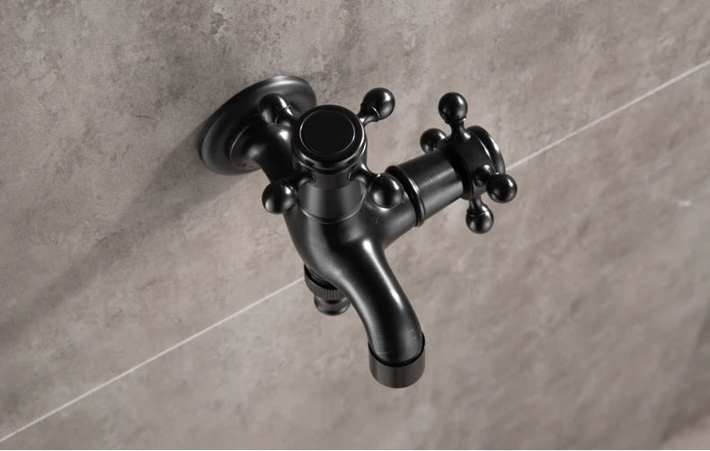 Bathroom Corner Washing Machine Faucet Black Bronze Single Cold Tap Outdoor Garden Wall Mounted Bibcock Tap Mop Pool Taps