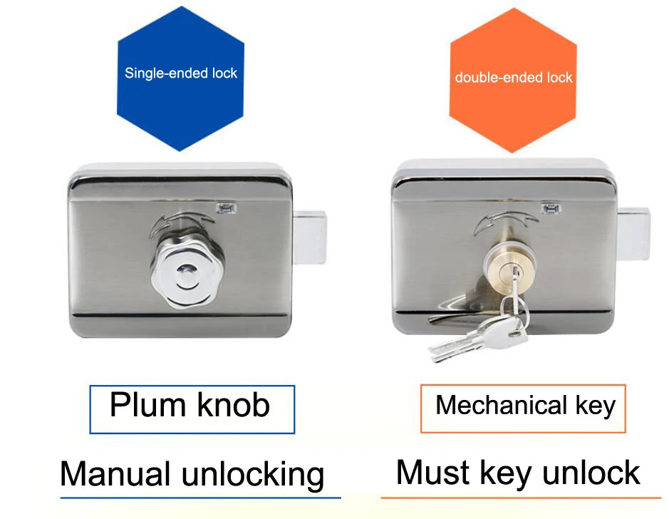 DC 12V Metal Electric Lock Gate Lock Strike Lock Access Control System Electronic Integrated Door Rim lock
