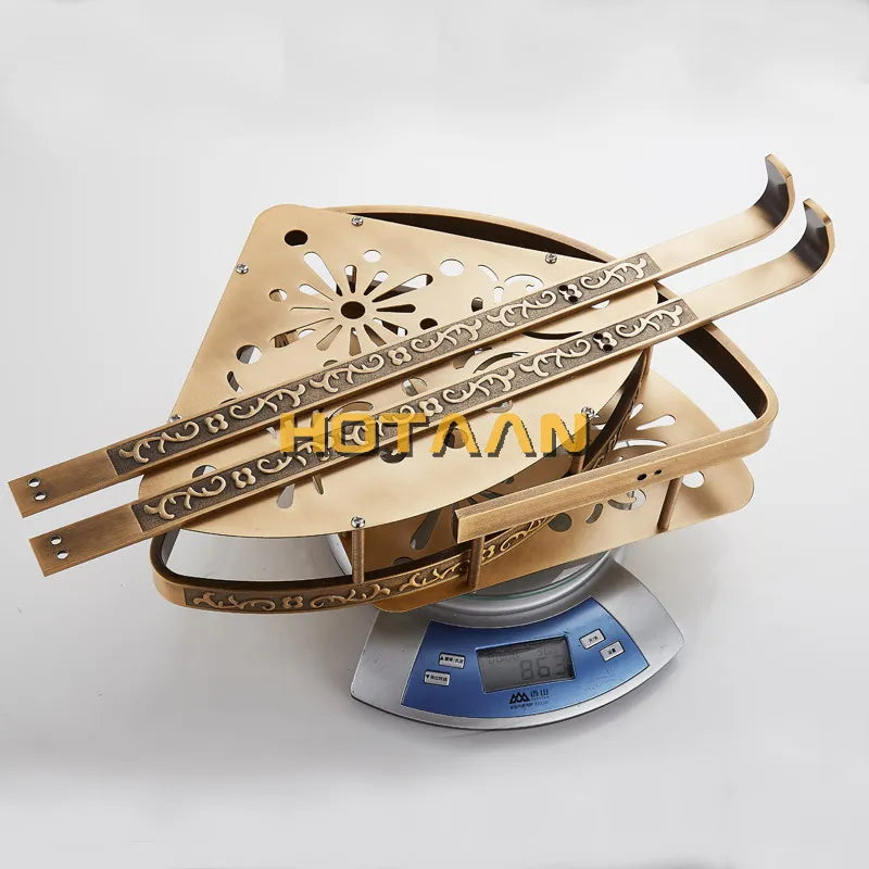 Bathroom shelf antique aluminum double layer bathroom corner shelf bathroom holder showeroom basket bathroom accessories
