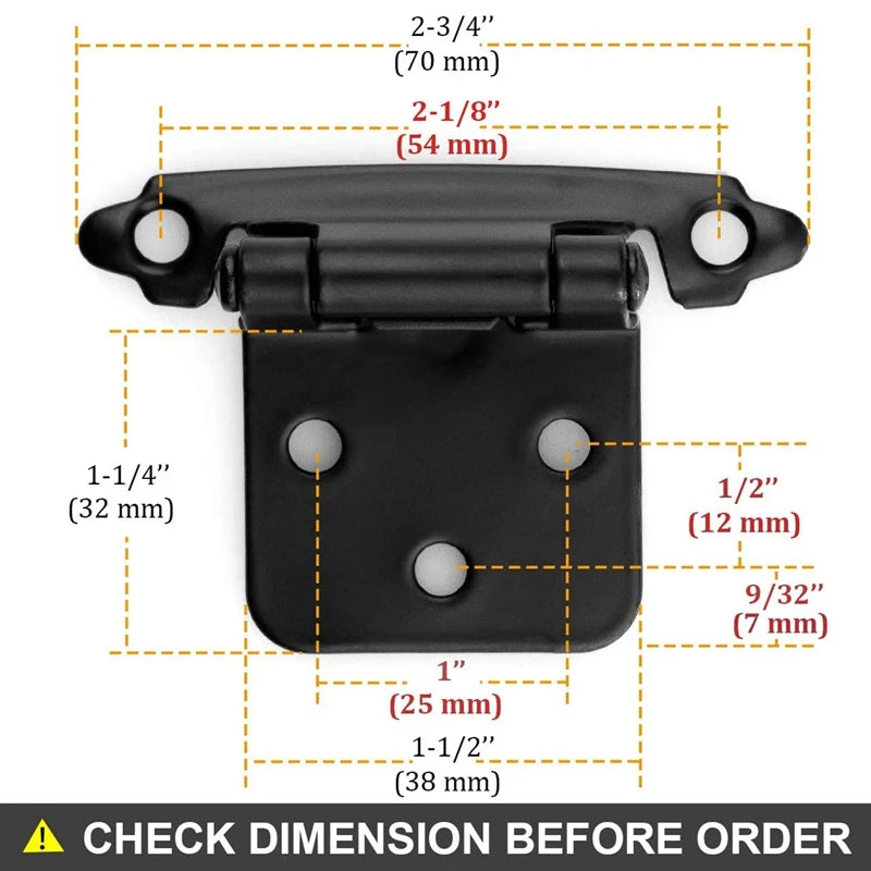 20Pcs Black Cabinet Hinges Self-Closing Hinges for Kitchen Cabinet Furniture Doors, Cabinet Door Hinges with Screws