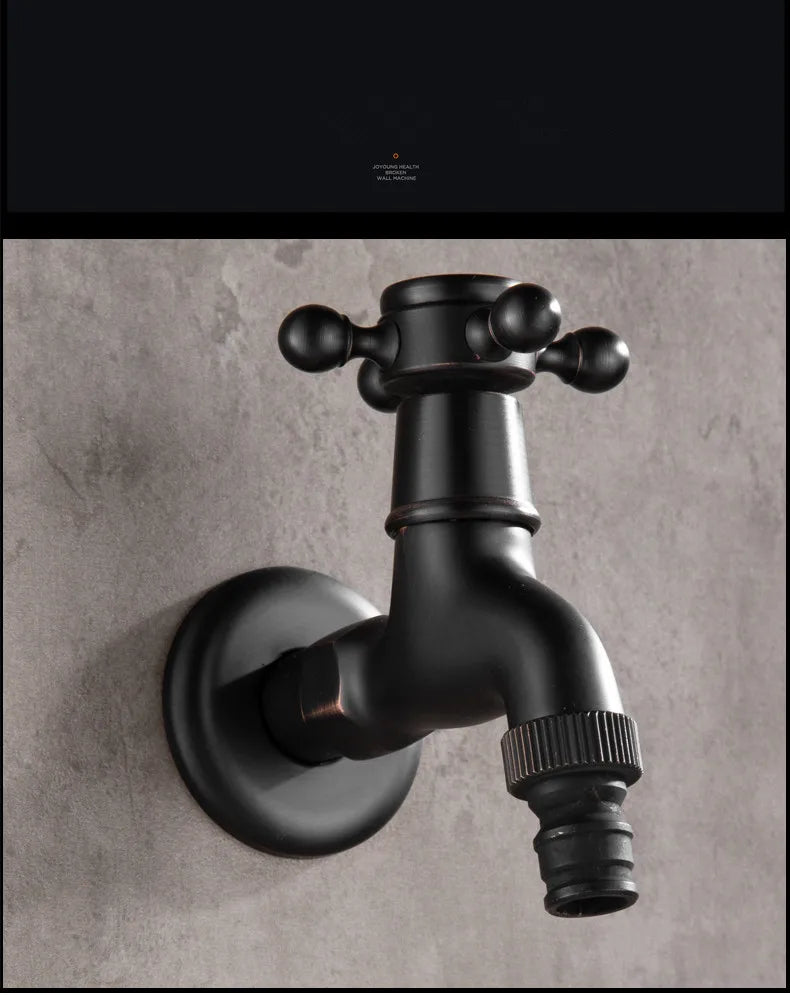 Bathroom Corner Washing Machine Faucet Black Bronze Single Cold Tap Outdoor Garden Wall Mounted Bibcock Tap Mop Pool Taps