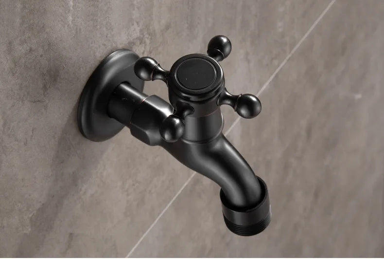 Bathroom Corner Washing Machine Faucet Black Bronze Single Cold Tap Outdoor Garden Wall Mounted Bibcock Tap Mop Pool Taps