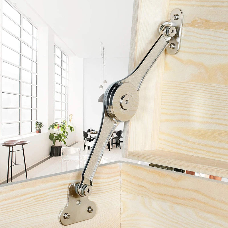 2Pcs Heavy Duty Lid Support Hinges Soft Close Folding Lid Stay Hinge Keep Lid Hinge Open for Cabinet Kitchen Wardrobe Hardware