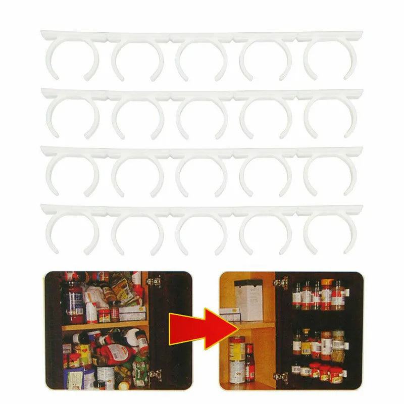 1/4 Pcs Wall Mount Home Kitchen Storage Rack Ingredient Spice Plastic Clip Rack Organizer Accessories Jars Spice Holder Tools