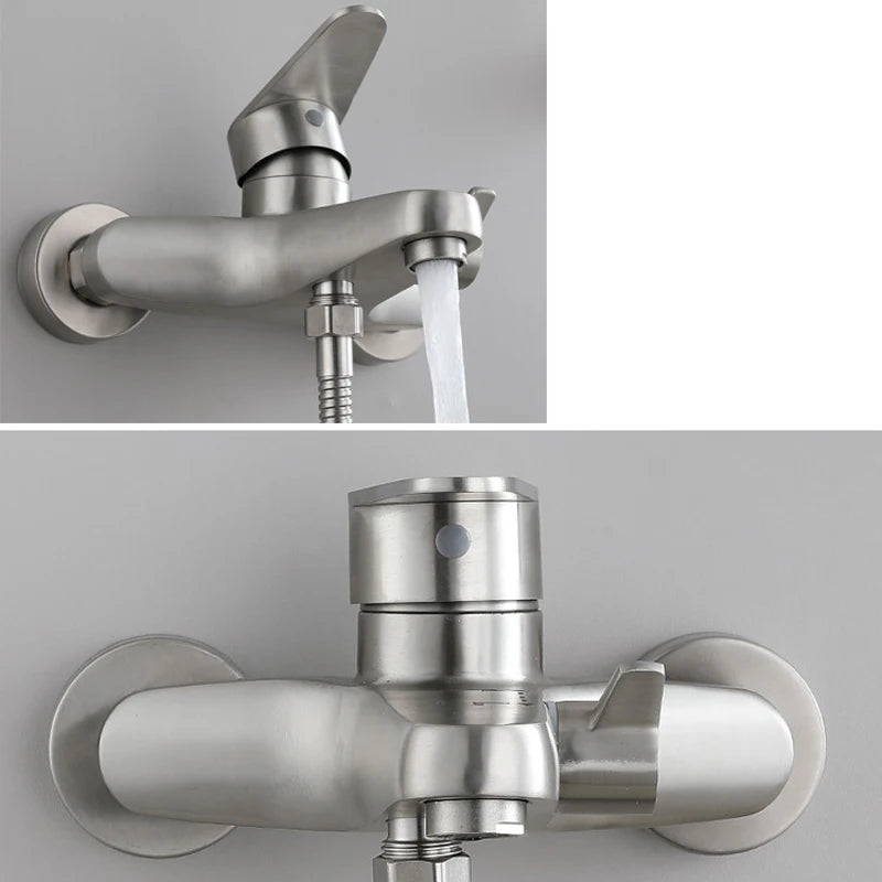 Bathroom Stainless Steel Basin Faucet Mixer Tap Bathtub Faucet Wall Hanging Hot and Cold Water Faucet Bathroom Accessories