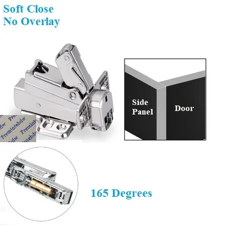 2Pcs 135 165 170 175 Degrees Hydraulic Soft Close Hinge Clip On Furniture Cabinet Cupboard Corner Bi Folding Door