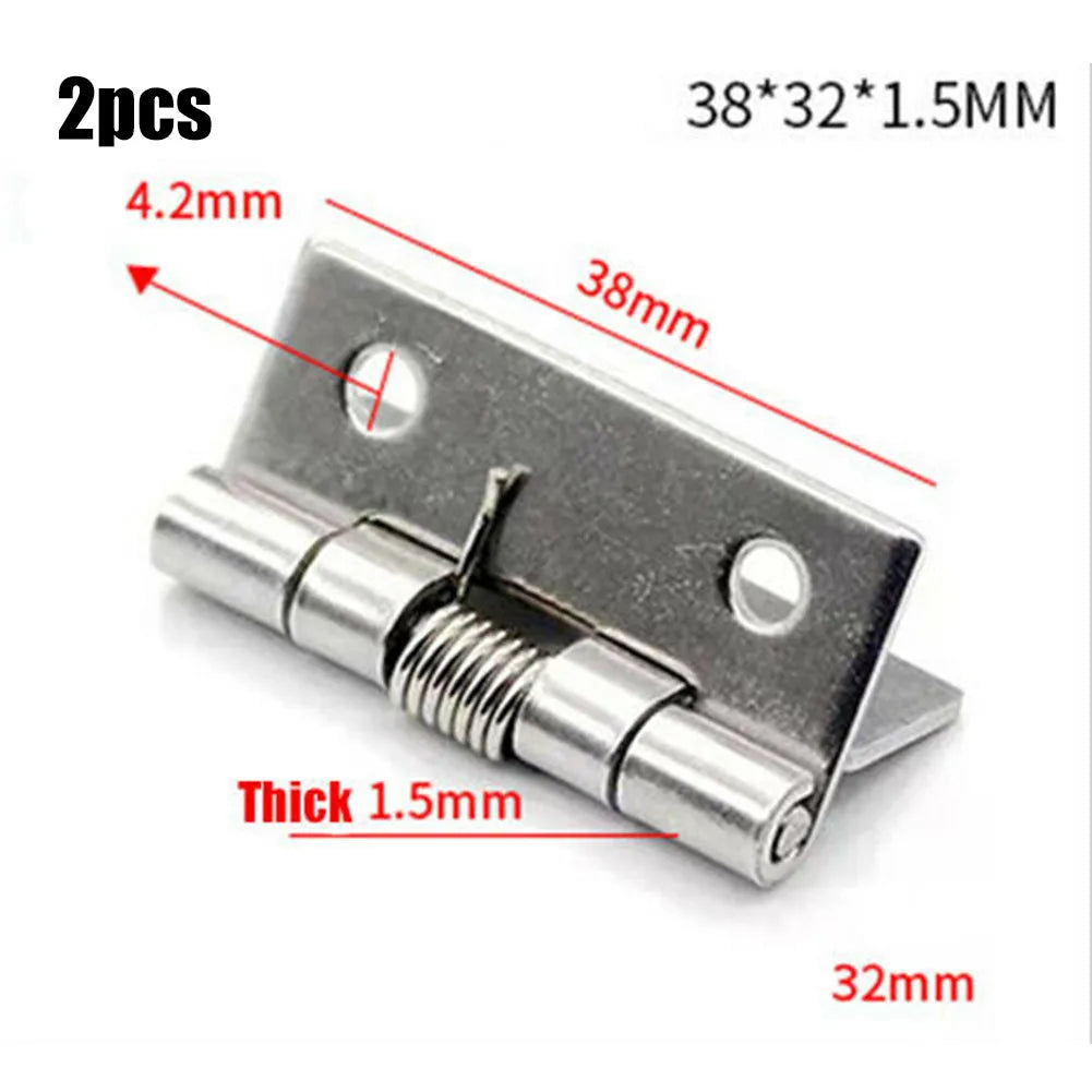 2pcs 1/1.5/2/3Inch Silver Spring Door Hinge Stainless Steel Self Closing Design Windows Cabinets Boxes Household Hardware