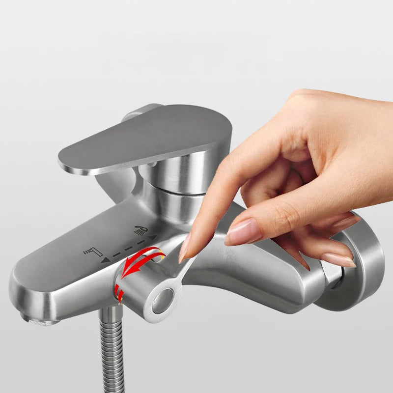 Bathroom Stainless Steel Basin Faucet Mixer Tap Bathtub Faucet Wall Hanging Hot and Cold Water Faucet Bathroom Accessories