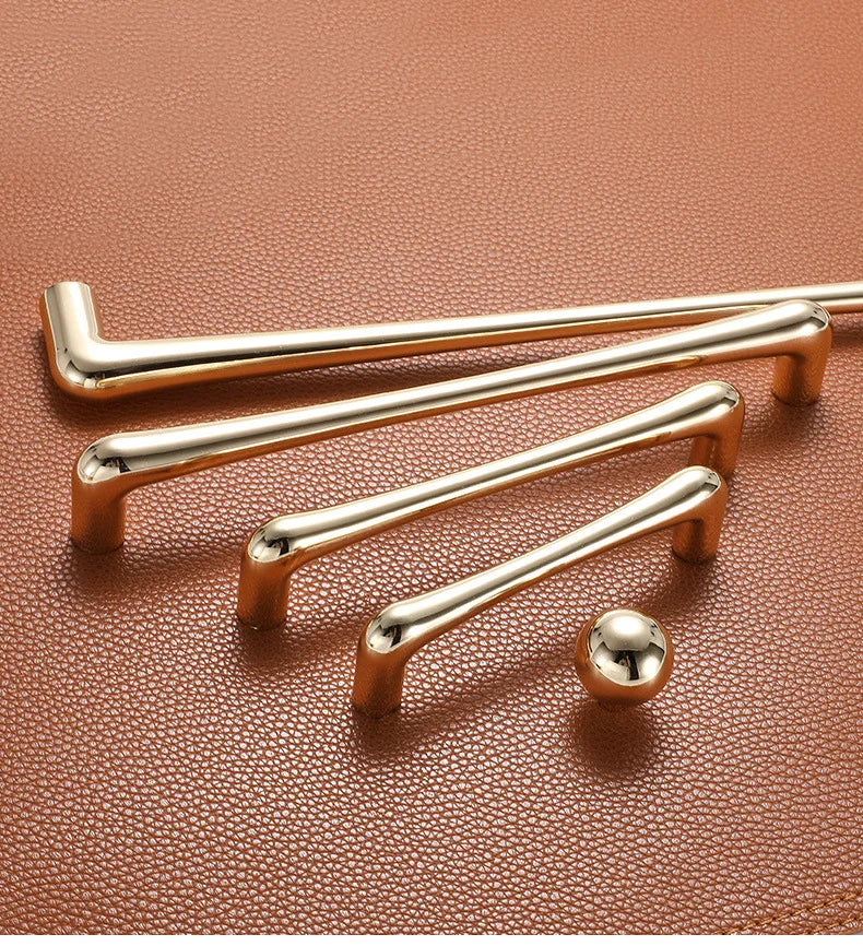 KAK European Style Bright Gold Cabinet Handles Drawer Knobs Kitchen Handle Cupboard Door Pulls Furniture Handle Cabinet Hardware