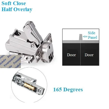 2Pcs 135 165 170 175 Degrees Hydraulic Soft Close Hinge Clip On Furniture Cabinet Cupboard Corner Bi Folding Door