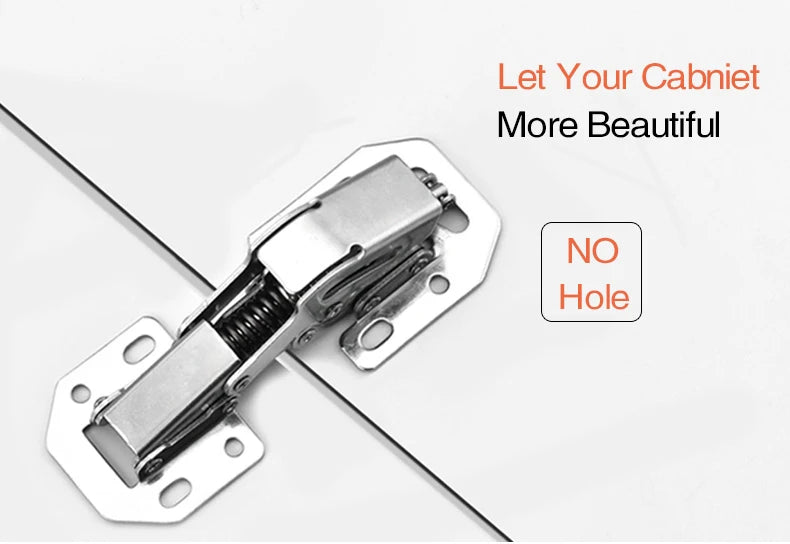 KAK 90 Degree Cabinet Hinges 3 Inch No-Drilling Hole Soft Close  Spring Hinge Cupboard Door Furniture Hardware With Screws