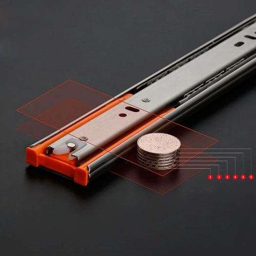 25cm-50cm Stainless Steel Cabinet Slides Soft Close Three-Section Drawer Rails Drawer Slides Buffer Damper Rails Hardware Slide