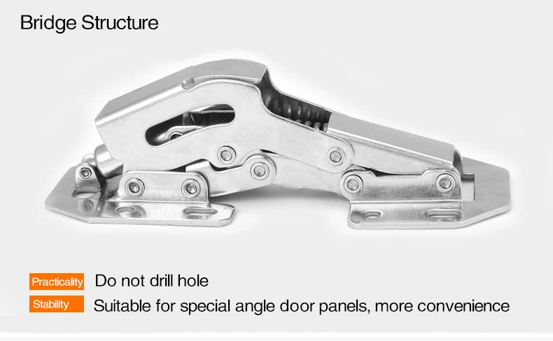 KAK 90 Degree Cabinet Hinges 3 Inch No-Drilling Hole Soft Close  Spring Hinge Cupboard Door Furniture Hardware With Screws