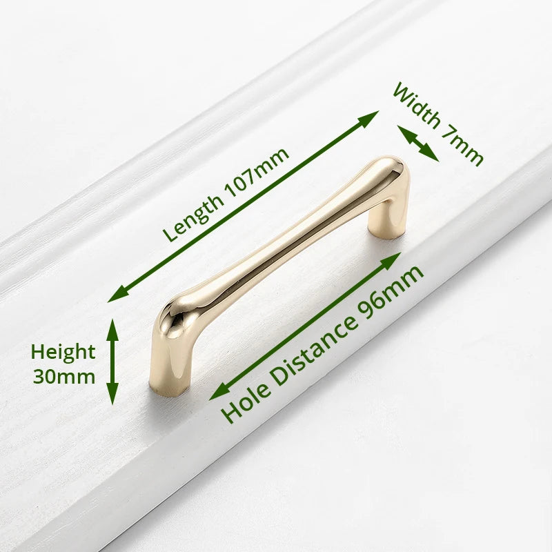 KAK European Style Bright Gold Cabinet Handles Drawer Knobs Kitchen Handle Cupboard Door Pulls Furniture Handle Cabinet Hardware